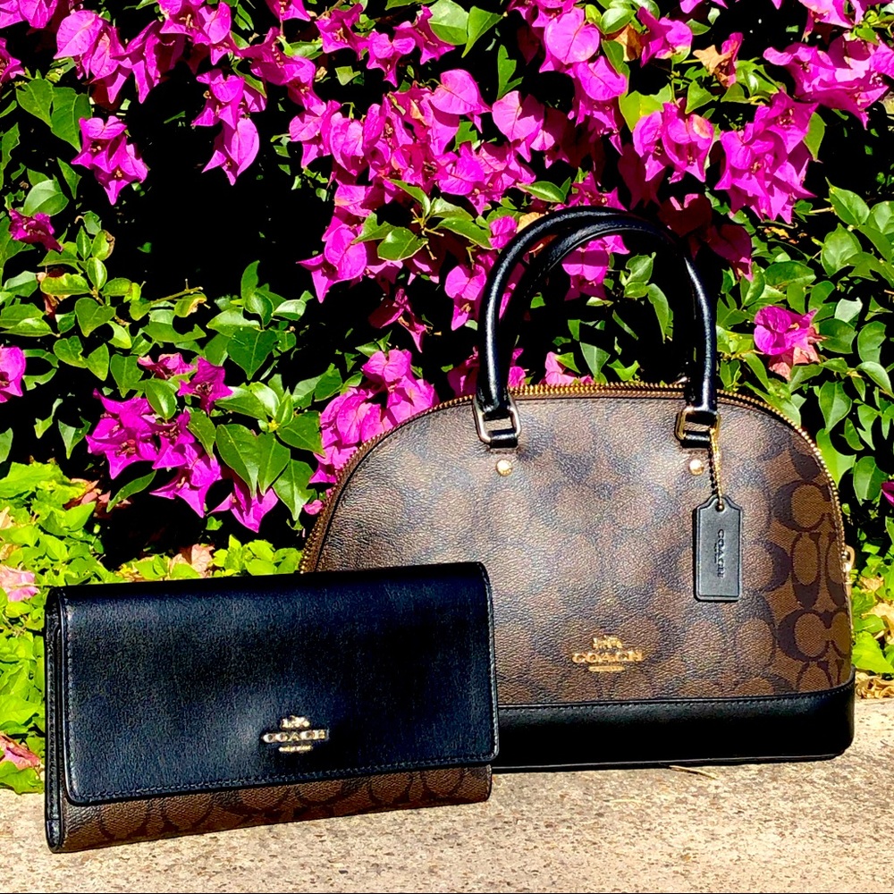 Coach Signature Sierra Mini Handbag and Matching Trifold Wallet Bundle